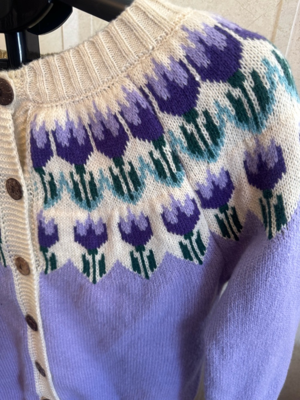 Women’s Floral Fair Isle Cardigan Sweater - Picture 9 of 10